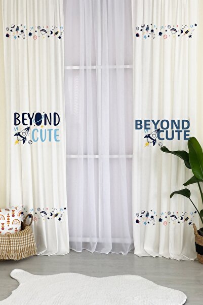 Evmila Perdeau de fundal alb cu figuri drăguțe Beyond 209