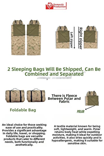 Med Online Double 2-pieCe Camouflage Sleeping Bag -25 ° C Camping/earthquake/...
