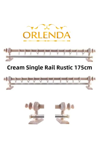 Orlenda Suport pentru perdele rustic din aluminiu cu cap din lemn, șină simpl...