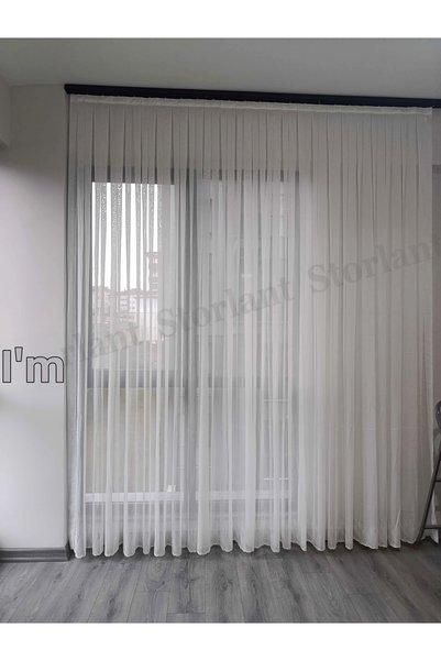 Storlant Bamboo Paris Skirt Ecru Tulle Curtain 1/3 Pleated, No Ironing Required |   Most Preferred Model