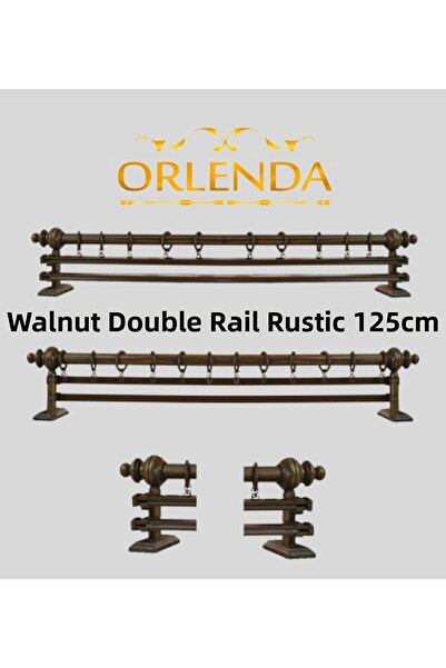 Orlenda Țeavă de aluminiu cu cap din lemn de nuc Umeraș rustic pentru perdea ...