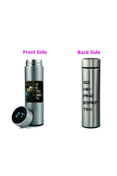 DKDZ SHOP ترمس فولاذ مطبوع من إشرف تيك سعة 450 مل.