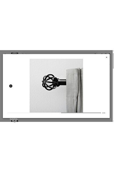 IKEA مقبض قضيب ستارة تالبارسمال، أسود، 60 مم، قطعتان