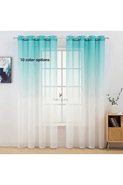 farbateks Culoarea verde mentă, perdea din tul rustică, cu ochiuri, cu gradie...