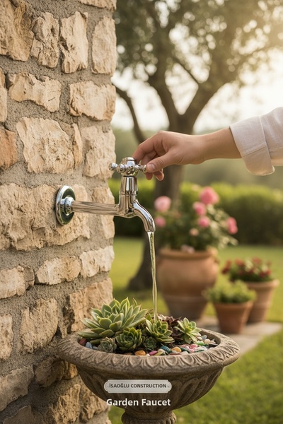 İSAOĞLU YAPI Chrome Wall-Mounted Faucet Garden and Wc Compatible Retro Classi...