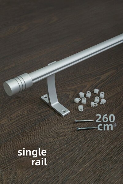 wenthi Suport pentru perdele cu o singură șină, metal, rustic, gri mat, Venti...