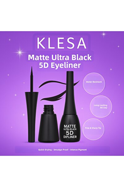 KLESA قلم تحديد العيون مات ألترا بلاك 5D – مقاوم للماء، يدوم طوال اليوم، أسود...