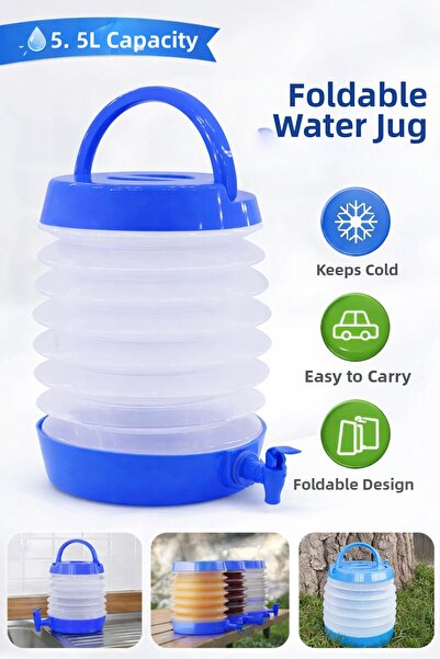KAYRA LEATHER CRAFT Outdoor Folding Water Canister with Faucet Accordion Camp...