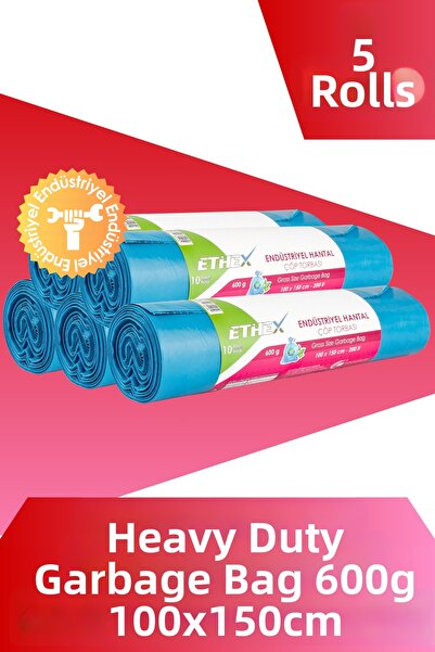 Ethex أكياس/أكياس قمامة صناعية بحجم هانتال (10 قطع 600 جرام 100 × 150 سم 200 ...