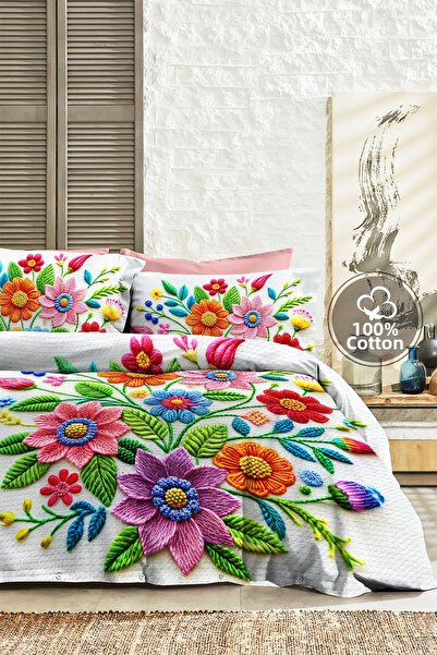 MonoHome 100% Cotton Percale King Size Duvet Cover Set 5D Digital Nakkaş-220X240