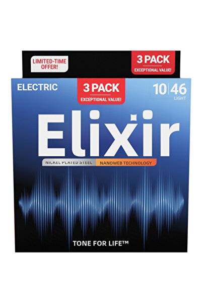 Elixir 010-046 Nanoweb Electric Guitar Strings Economical 3-Pack (16567)