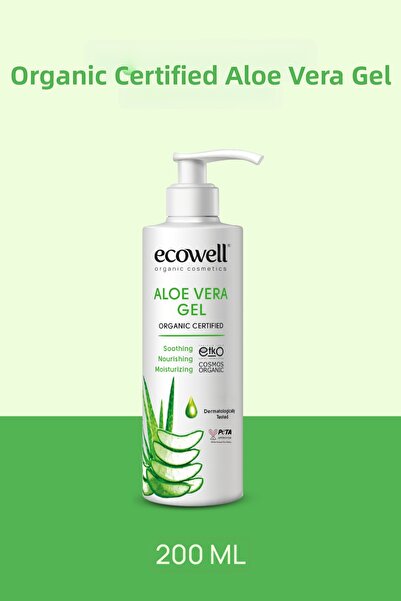 Ecowell 200ml Organic Aloe Vera Gel - Vegan Certified, Soothing After Sun, Mo...