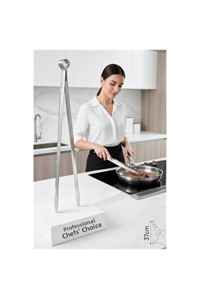 shopwave ملقط شواء كبير جداً 37 سم - من الفولاذ المقاوم للصدأ، للاستخدام المه...