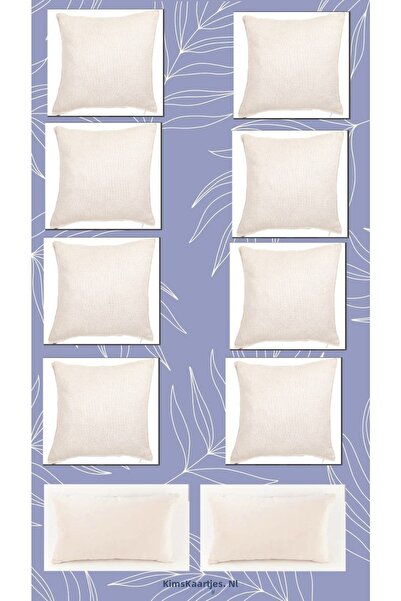 Belomia Home Collection 10 Πακέτα Μπεζ Χρώμα Λινό Ριχτάρι Μαξιλαροθήκη Κεντημ...