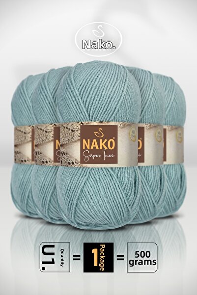 NAKO خيط سوبر إنسي - 2524 نعناع - عبوة من 5 قطع - 100 جرام/260 متر - خيط للحي...