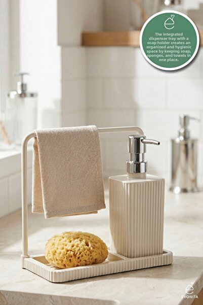 EVONİTA Set dozator de săpun lichid pentru blat de bucătărie Suport pentru bu...