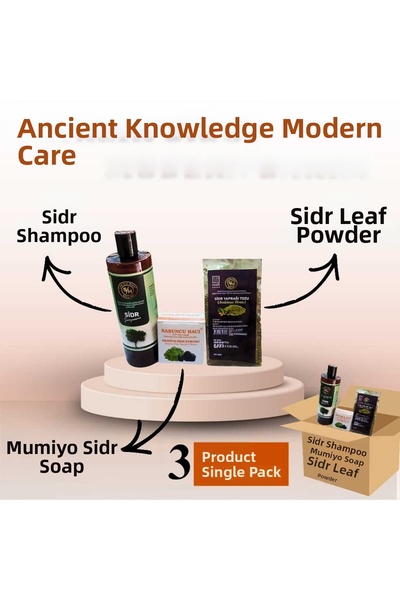 Sabuncu Hacı Es-Sidre Original Arabia Sidr Set of 3 Natural Shampoo. Mumiyo S...
