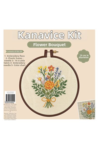 seymatabur Kit de broderie cu punct de cruce Buchet de flori 19 cm