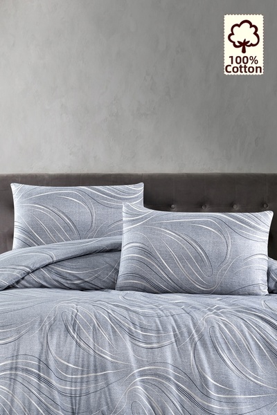 CAQQA 100% Donis Gray Double Duvet Cover Set