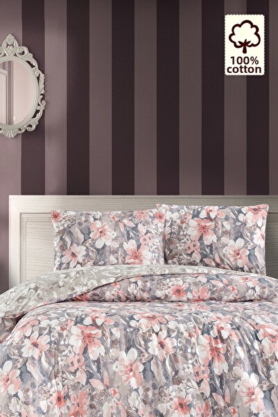 CAQQA Set de lenjerie de pat dublu 100% Joly Ecru