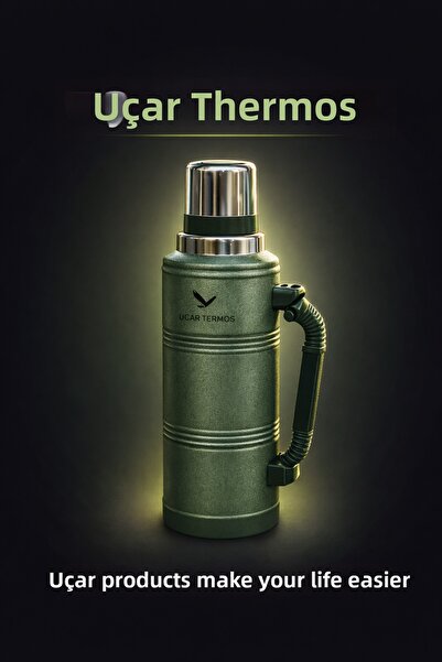 Uçar Thermos Green Thermos Can Keep Hot and Cold for 48 Hours, Quality Vacuum...