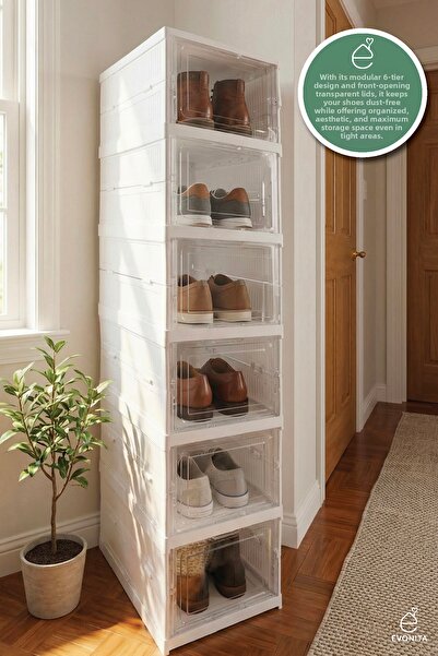 EVONİTA Suport pentru pantofi modular cu 6 niveluri Suport pentru pantofi pli...