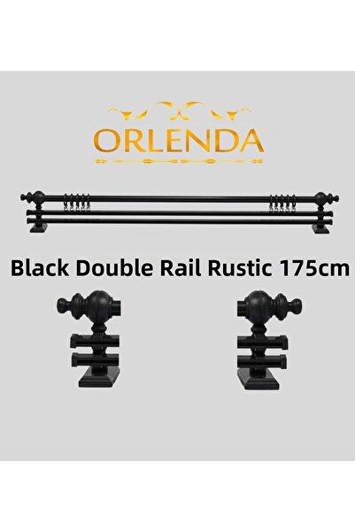 Orlenda Дървена алуминиева тръба за завеси в рустик стил с двойна релса 175 см