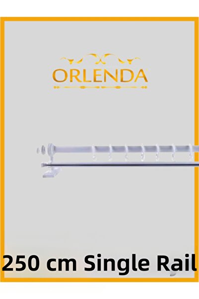 Orlenda Țeavă de Aluminiu cu Cap din Lemn Alb Umeraș Cortina Rustic 250 Cm