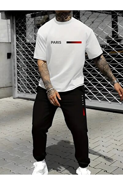 DAXİS Sportwear Company Set trening cu imprimeu pentru bărbați, tricou, panta...
