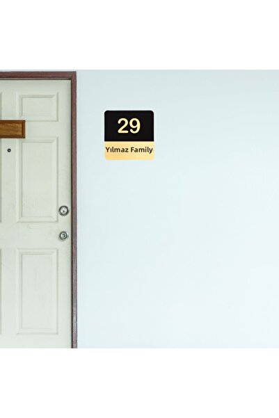 YuBaMar Modern Door Sign - Black Mdf Door Number Board with Gold Plexi Writing