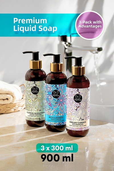 Papilion صابون سائل فاخر من بلو لاجون دريم جاردن فلاور بريز، اقتصادي، 3 × 300...