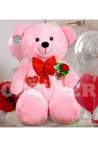 ÖZGÜNER 140 Cm Large Teddy Bear with Rose and Heart Bow Tie 100% Domestic
