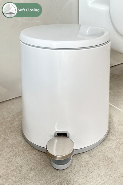 Prima Nova Coș de gunoi de bucătărie cu pedală Cigo alb și gri de 6 l