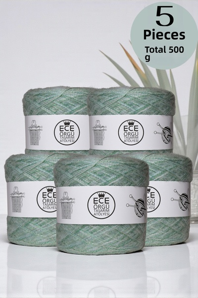 Ece Örgü Tasarım Atölyesi Fir de tricotat verde Nile, cu două straturi de ang...