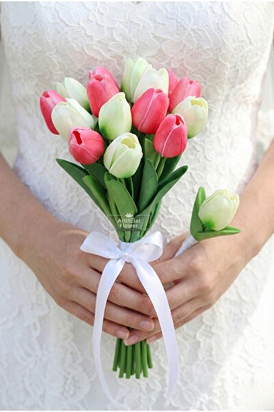 Yapay Çiçek Deposu Set de 2 buchete de mireasă premium lalele Hüsnüaşk