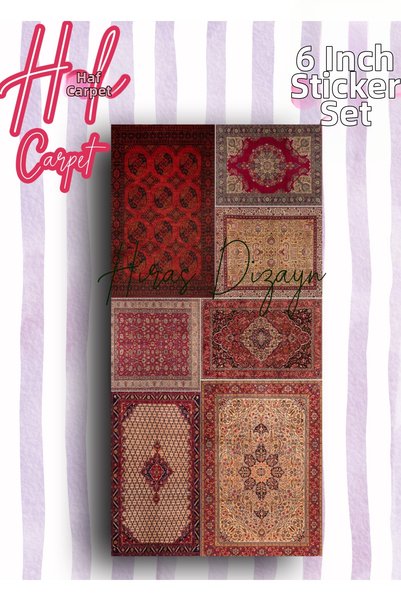 Hiras Dizayn Set of 6 Authentic Carpet Patterns Red Rugs Sticker Set Labels Agenda Bullet Journal Scrabook...