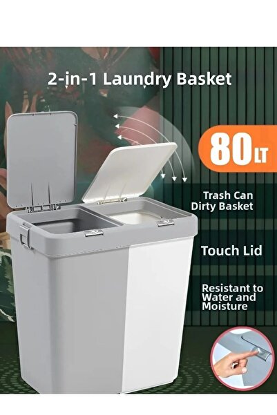 çt çeçem ticaret Coș de rufe murdar dublu, gri alb, cu două zone tactile