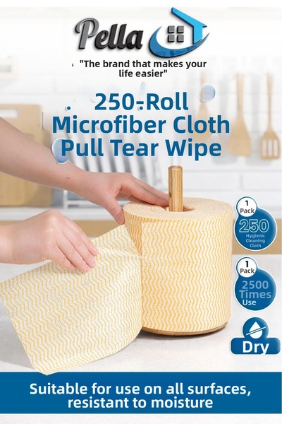 pella 250 Τεμάχια Οικονομικό-Πρακτικό Πανί Καθαρισμού Μικροϊνών Ρολό 17x18 εκ.