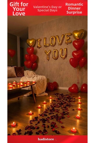 hadistore Heart Balloon Candle Romantic Dinner Decoration Set |   Valentine's...