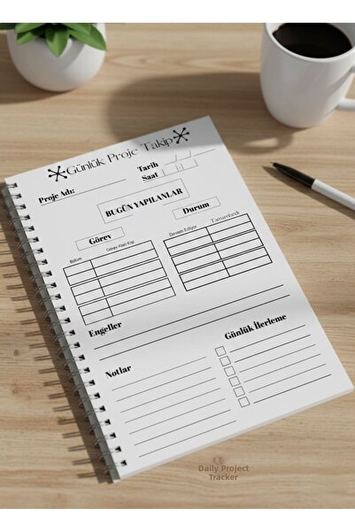 İmajmix دفتر تتبع المشاريع اليومية مقاس A5 - حلزوني، 30 ورقة، ورق سميك 120 جر...