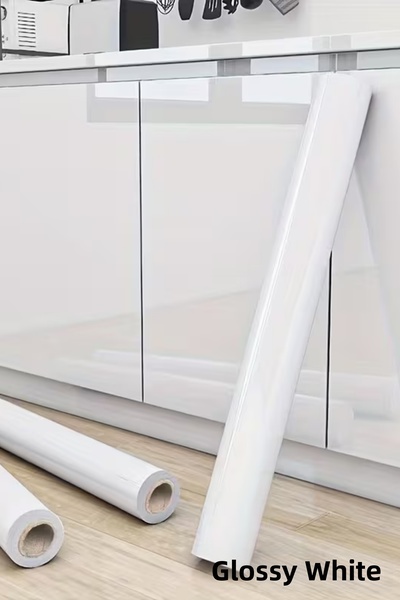 Rabadon ورق لاصق ذاتي اللصق لتغليف الأثاث الأبيض اللامع للخزائن والطاولات