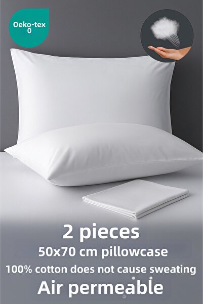 Yamesa 2 bucăți 100% bumbac 50x70 cm față de pernă albă – anti-transpirație, ...