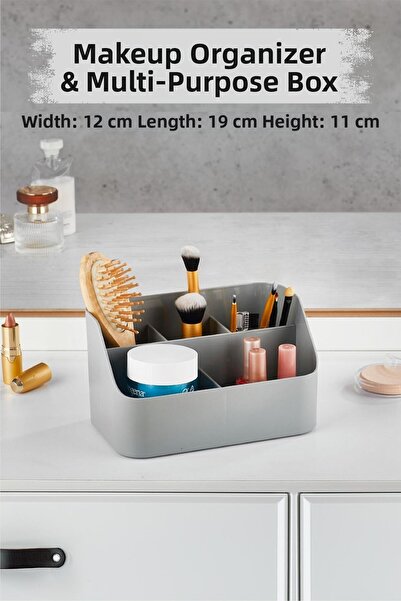 Depa صندوق مكياج رمادي ومنظم مستحضرات التجميل وصندوق متعدد الأغراض