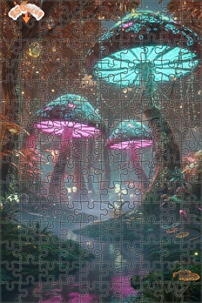 Teona Ahşap لغز خشبي مؤطر بطبقة مزدوجة مطبوع عليه فن رقمي من مغاري الفطر السح...