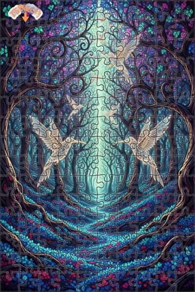 Teona Ahşap لغز خشبي بإطار مزدوج الطبقات بمظهر لوحة زيتية لغابة سحرية، 150 قط...