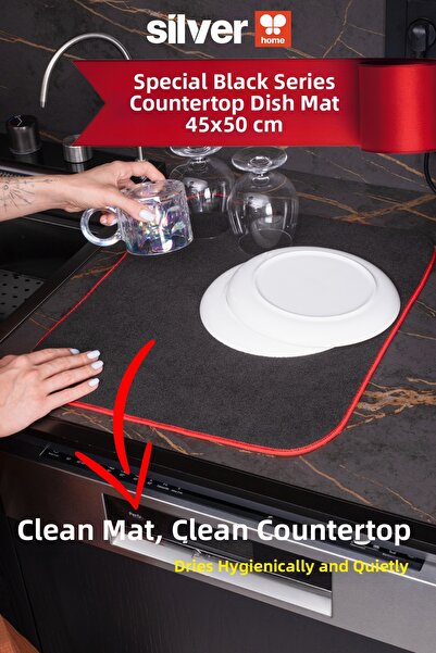 SİLVER HOME Microfiber Dish Drying Mat Water Absorbent Non-Slip Countertop Ki...