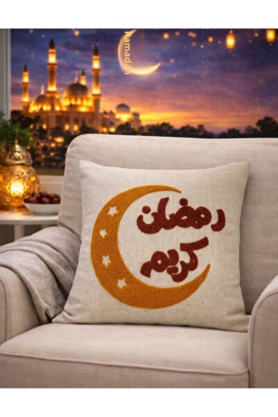 Diva Home Ramadan Punch Embroidered Linen Throw Pillow Cover 43X43