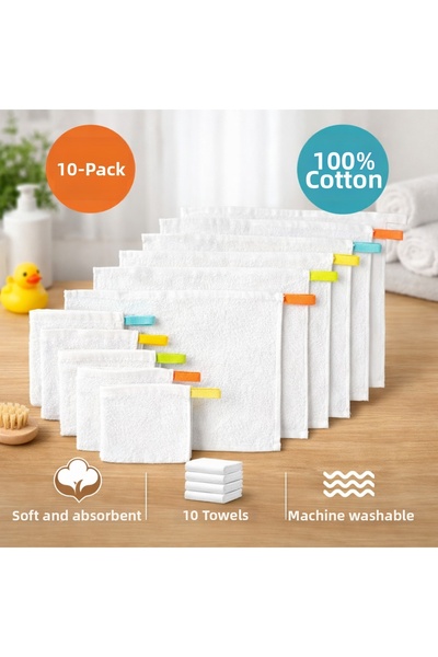 IKEA Krama White Children's Towel Set of 10 |   Natural Cotton, Daily Use