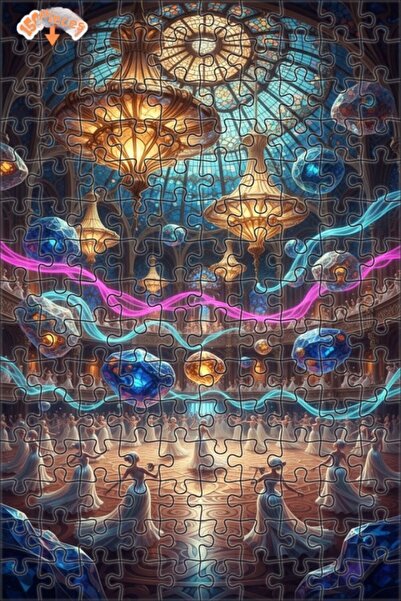 Teona Ahşap Ballroom Magical Dance Oil Painting Look Double Layer Framed Wood...