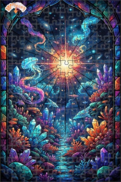 Teona Ahşap رحلة المحيط الكوني الكريستالية، فن المظهر المائي، 150 قطعة، 20×30